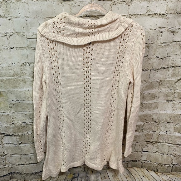 Pure Handknit For Fresh Produce Cream Cotton Cowl Neck Sweater - Picture 3 of 4